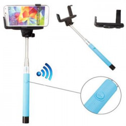 Bluetooth Selfie Stick with Large Clip (Blue)